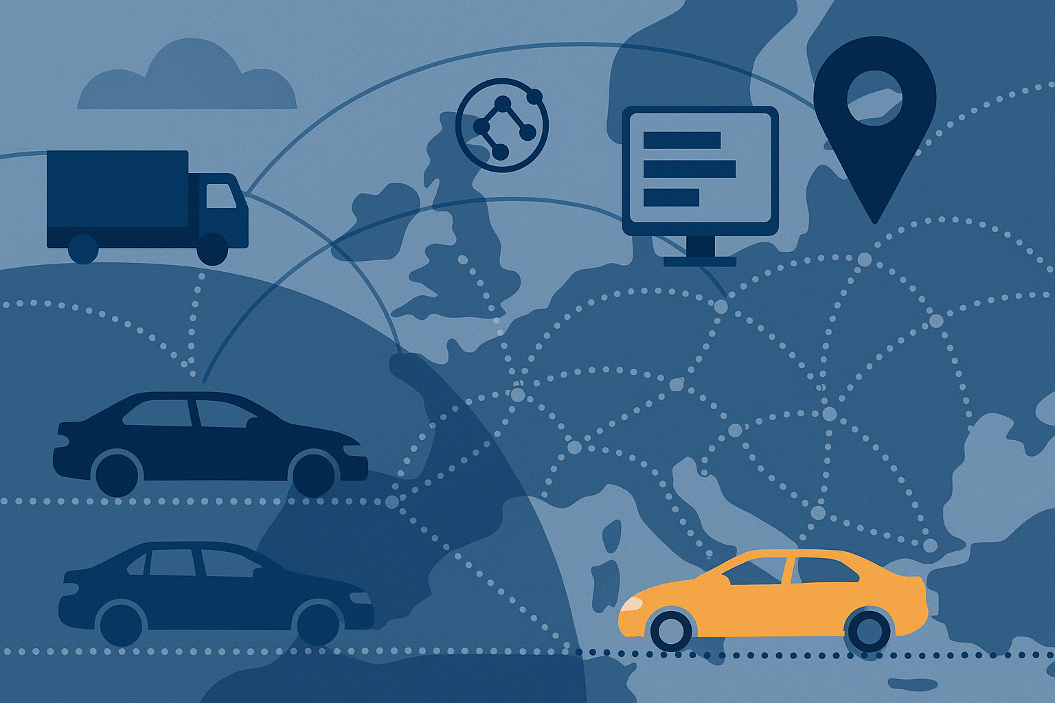 Editorial illustration on general in European car logistics